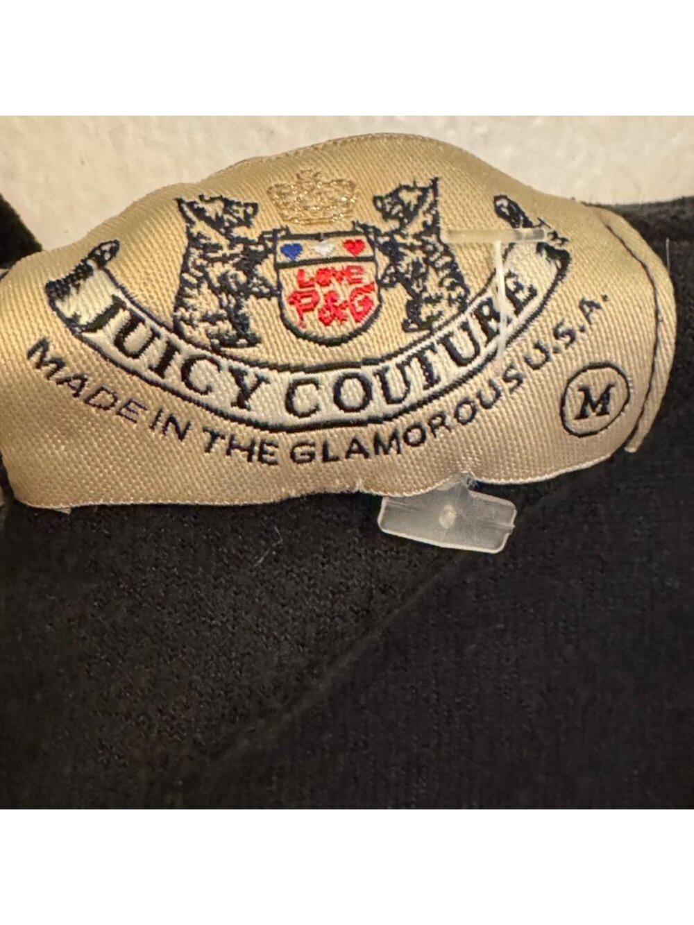Y2K vintage Juicy Couture Black Velour Zip-Up Hoodie With Fron Size M - Picture 3 of 6